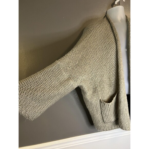 Moca Sweater Womens One Size Beige Taupe Chunky Knit Open Front Cardigan Pockets - Picture 4 of 8